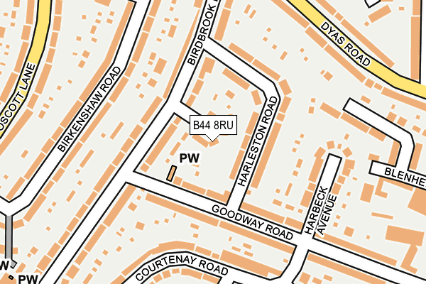 B44 8RU map - OS OpenMap – Local (Ordnance Survey)