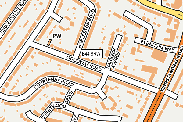 B44 8RW map - OS OpenMap – Local (Ordnance Survey)