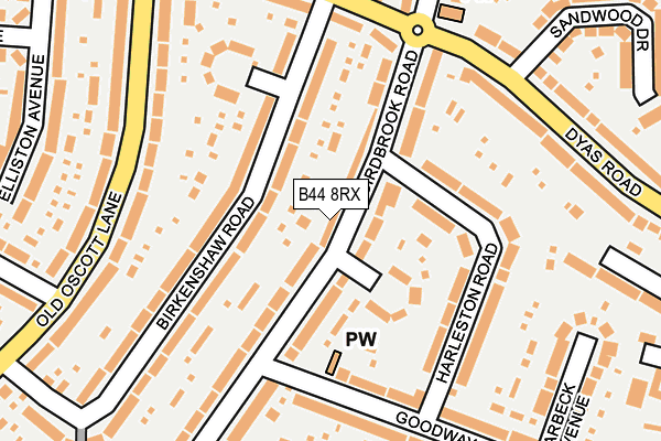 B44 8RX map - OS OpenMap – Local (Ordnance Survey)