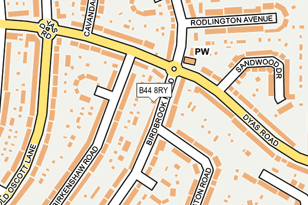 B44 8RY map - OS OpenMap – Local (Ordnance Survey)