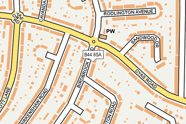 B44 8SA map - OS OpenMap – Local (Ordnance Survey)