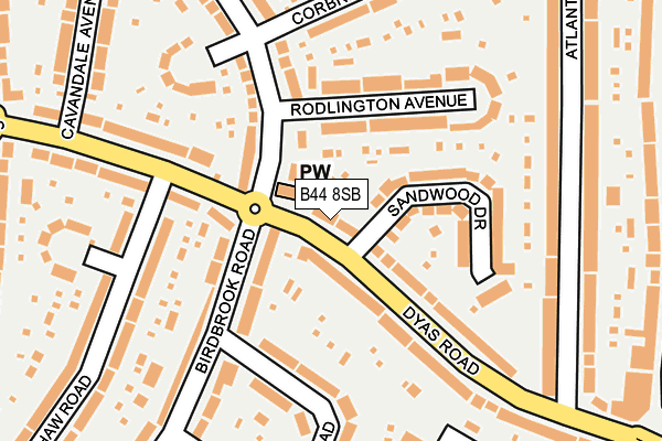 B44 8SB map - OS OpenMap – Local (Ordnance Survey)