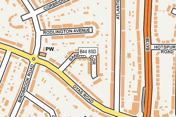 B44 8SD map - OS OpenMap – Local (Ordnance Survey)