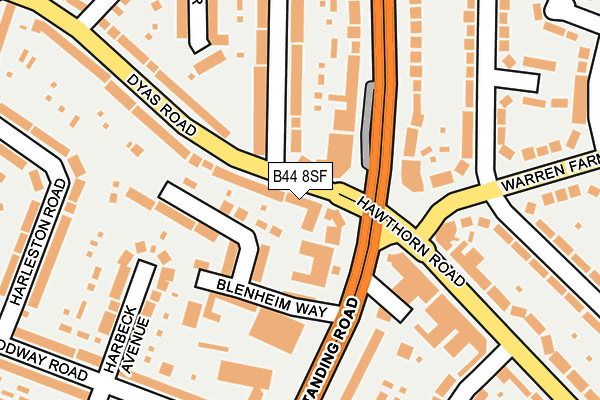 B44 8SF map - OS OpenMap – Local (Ordnance Survey)