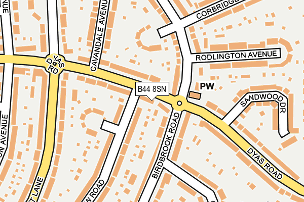 B44 8SN map - OS OpenMap – Local (Ordnance Survey)