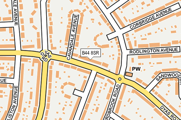 B44 8SR map - OS OpenMap – Local (Ordnance Survey)