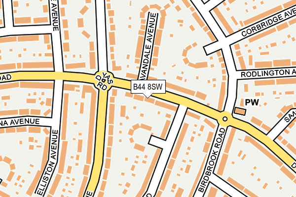 B44 8SW map - OS OpenMap – Local (Ordnance Survey)