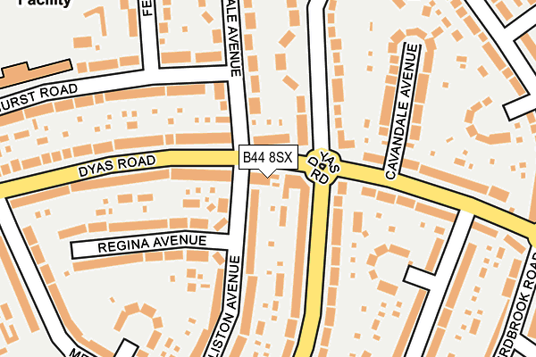 B44 8SX map - OS OpenMap – Local (Ordnance Survey)