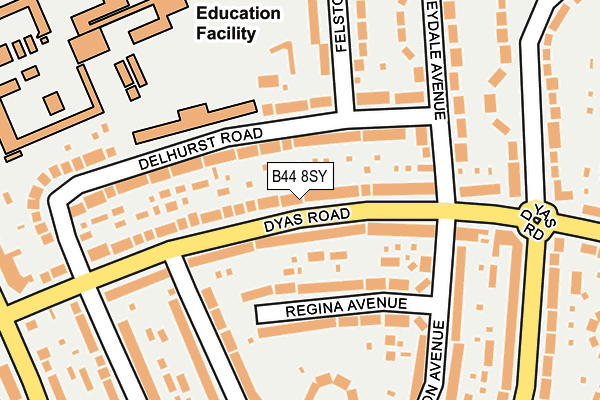 B44 8SY map - OS OpenMap – Local (Ordnance Survey)