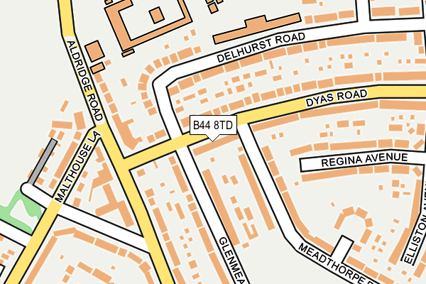 B44 8TD map - OS OpenMap – Local (Ordnance Survey)