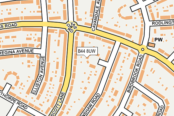 B44 8UW map - OS OpenMap – Local (Ordnance Survey)