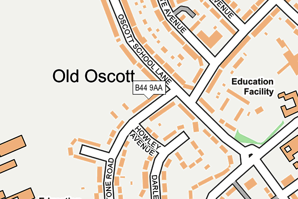B44 9AA map - OS OpenMap – Local (Ordnance Survey)