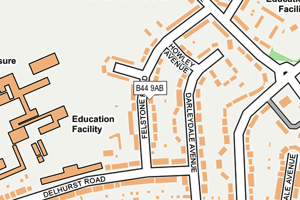 B44 9AB map - OS OpenMap – Local (Ordnance Survey)