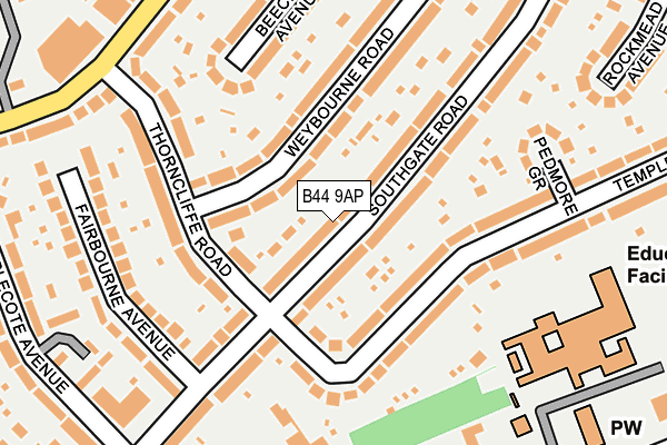 B44 9AP map - OS OpenMap – Local (Ordnance Survey)