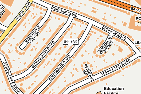 B44 9AR map - OS OpenMap – Local (Ordnance Survey)