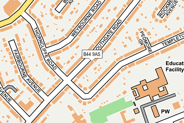 B44 9AS map - OS OpenMap – Local (Ordnance Survey)