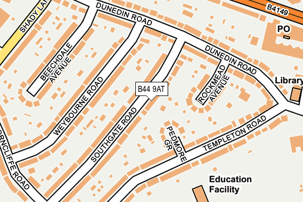 B44 9AT map - OS OpenMap – Local (Ordnance Survey)