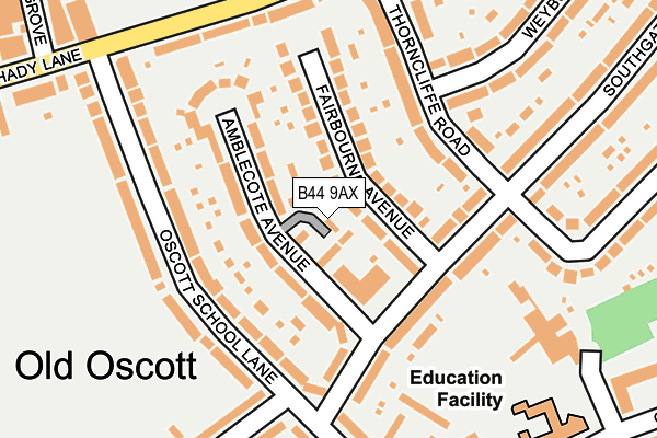 B44 9AX map - OS OpenMap – Local (Ordnance Survey)