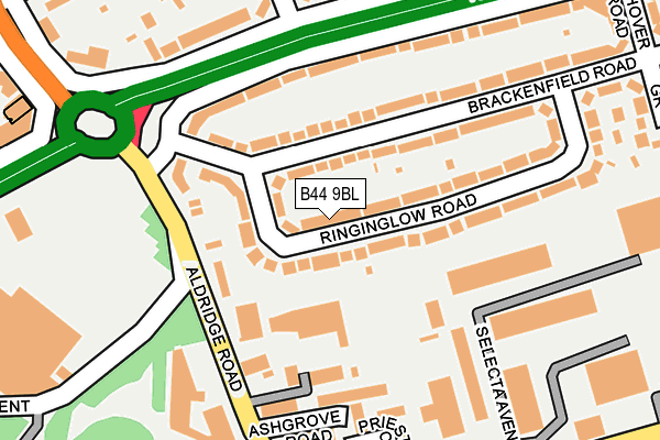 B44 9BL map - OS OpenMap – Local (Ordnance Survey)