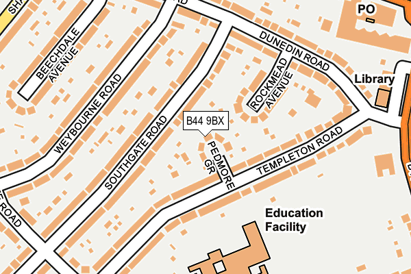 B44 9BX map - OS OpenMap – Local (Ordnance Survey)