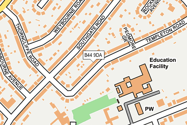 B44 9DA map - OS OpenMap – Local (Ordnance Survey)