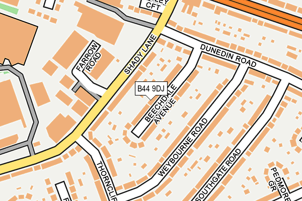 B44 9DJ map - OS OpenMap – Local (Ordnance Survey)