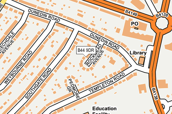 B44 9DR map - OS OpenMap – Local (Ordnance Survey)