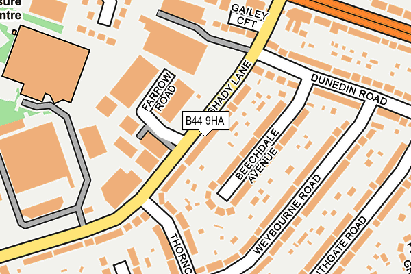B44 9HA map - OS OpenMap – Local (Ordnance Survey)