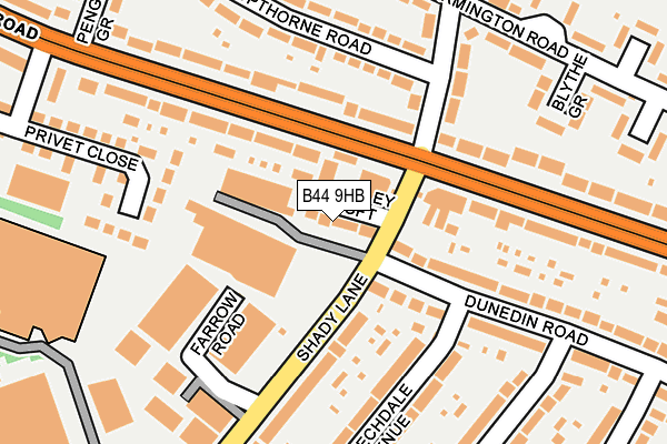 B44 9HB map - OS OpenMap – Local (Ordnance Survey)