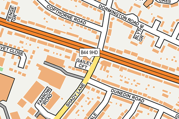 B44 9HD map - OS OpenMap – Local (Ordnance Survey)
