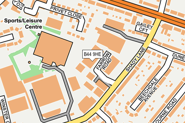 B44 9HE map - OS OpenMap – Local (Ordnance Survey)