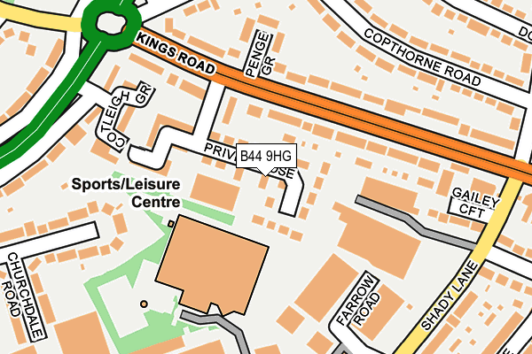 B44 9HG map - OS OpenMap – Local (Ordnance Survey)