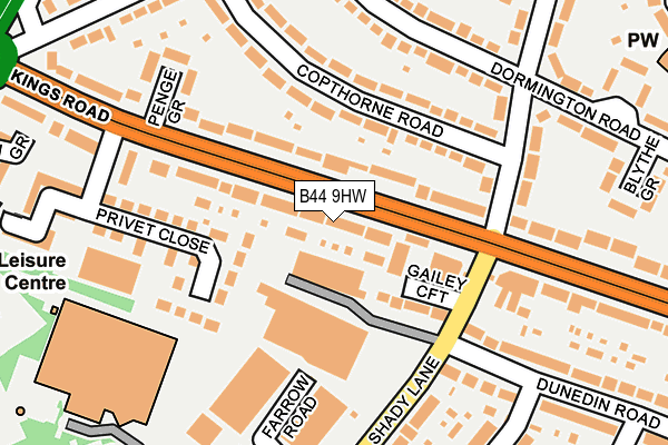 B44 9HW map - OS OpenMap – Local (Ordnance Survey)