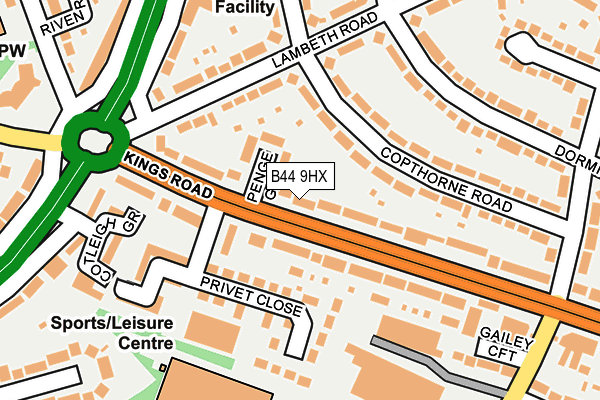 B44 9HX map - OS OpenMap – Local (Ordnance Survey)