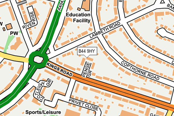 B44 9HY map - OS OpenMap – Local (Ordnance Survey)