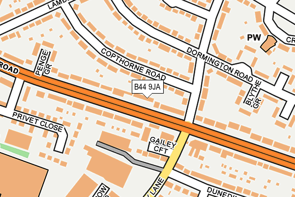 B44 9JA map - OS OpenMap – Local (Ordnance Survey)