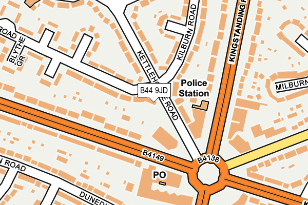 B44 9JD map - OS OpenMap – Local (Ordnance Survey)