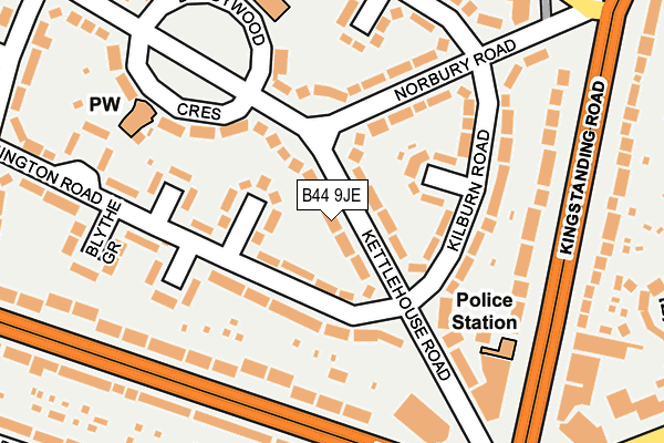 B44 9JE map - OS OpenMap – Local (Ordnance Survey)