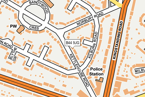 B44 9JG map - OS OpenMap – Local (Ordnance Survey)