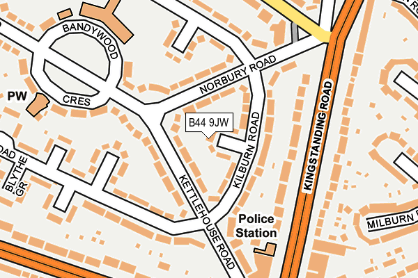 B44 9JW map - OS OpenMap – Local (Ordnance Survey)