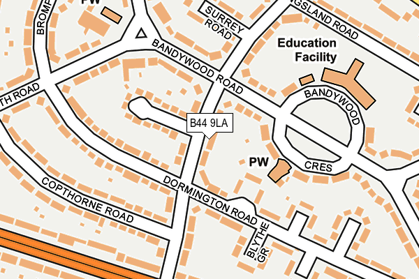 B44 9LA map - OS OpenMap – Local (Ordnance Survey)