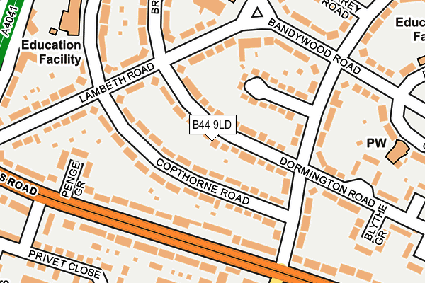 B44 9LD map - OS OpenMap – Local (Ordnance Survey)