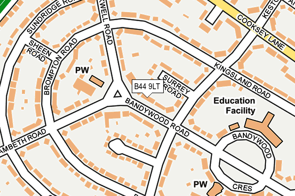 B44 9LT map - OS OpenMap – Local (Ordnance Survey)