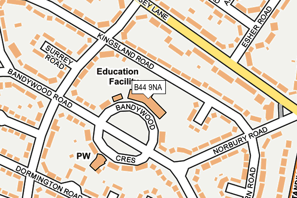 B44 9NA map - OS OpenMap – Local (Ordnance Survey)