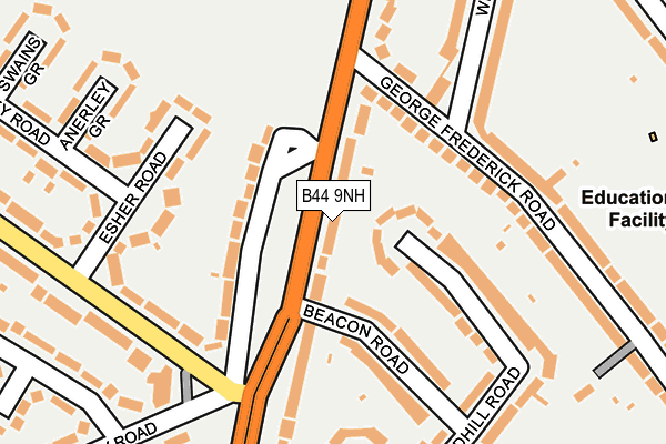 B44 9NH map - OS OpenMap – Local (Ordnance Survey)