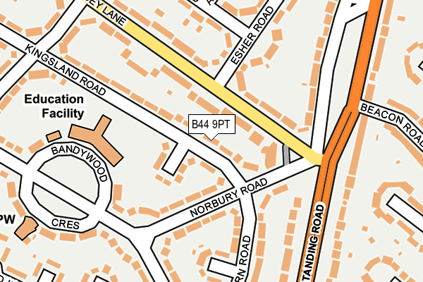B44 9PT map - OS OpenMap – Local (Ordnance Survey)