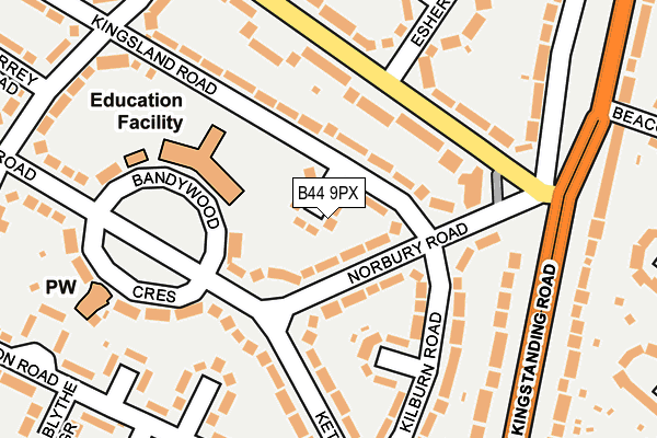 B44 9PX map - OS OpenMap – Local (Ordnance Survey)