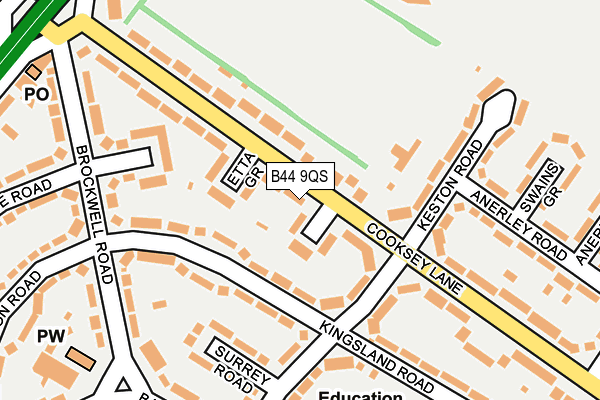 B44 9QS map - OS OpenMap – Local (Ordnance Survey)