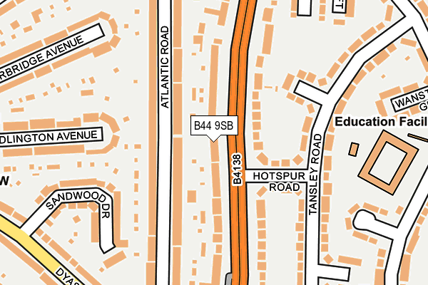 B44 9SB map - OS OpenMap – Local (Ordnance Survey)