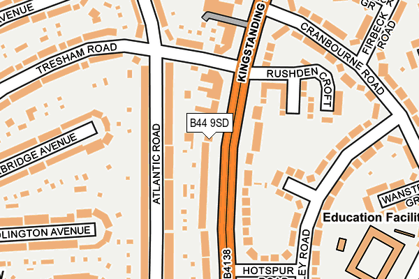 B44 9SD map - OS OpenMap – Local (Ordnance Survey)